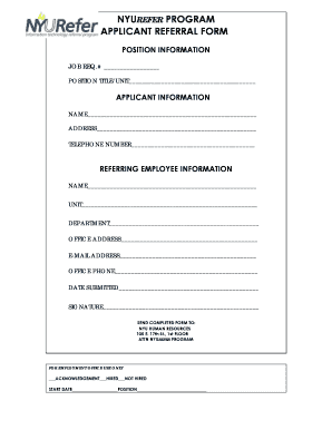 NYU Applicant Referral Form