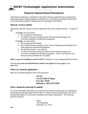 NICET Technologist Application Form