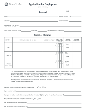 Employment Application Form
