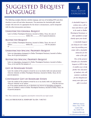 Charitable Bequest Form