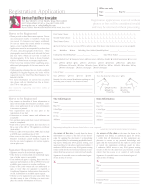 American Paint Horse Association Registration Application
