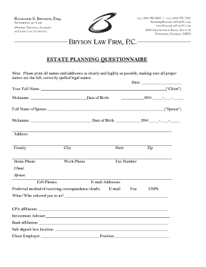 Estate Planning Questionnaire