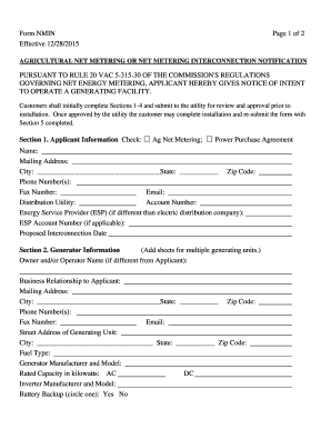 Agricultural Net Metering Interconnection Notification