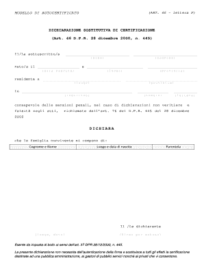 Modello di autocertificazione