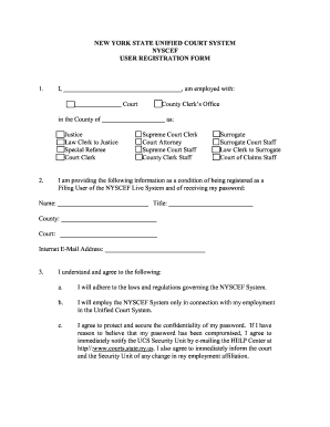 New York State Unified Court System User Registration Form