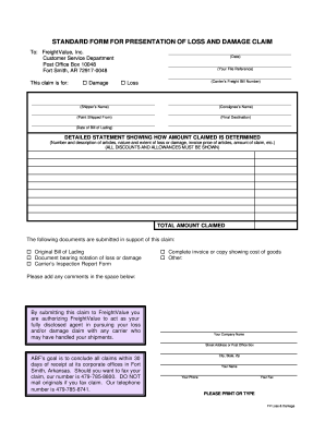 Freight Loss and Damage Claim Form