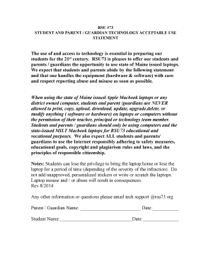 RSU73 Technology Acceptable Use Statement