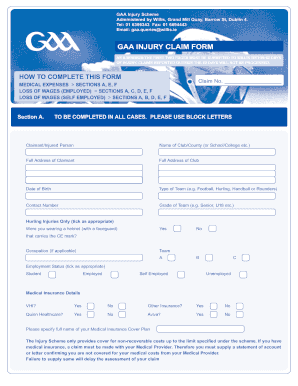 GAA Injury Claim Form