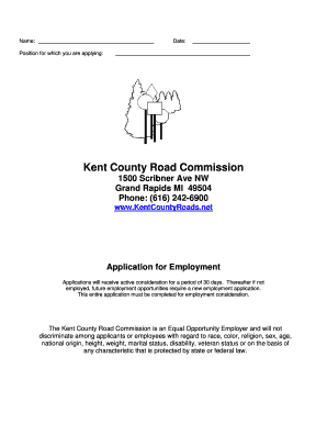 Kent County Road Commission Application for Employment