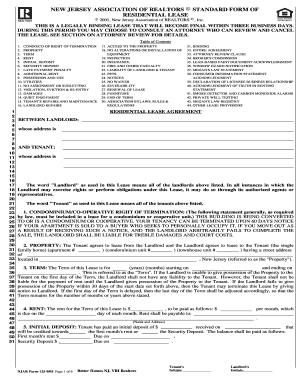New Jersey Residential Lease Agreement