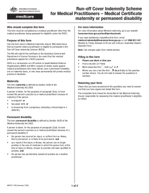 Medical Certificate for Run-off Cover Indemnity Scheme