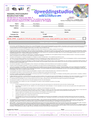 Wedding Photography Reservation Form
