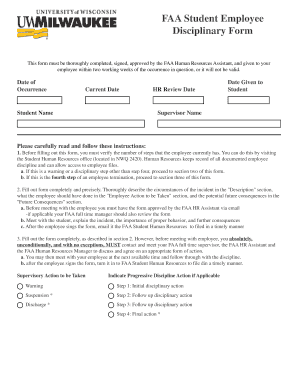 FAA Student Employee Disciplinary Form - www4 uwm