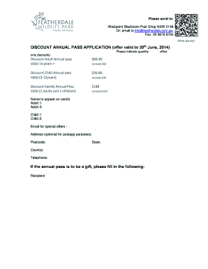 Discount Annual Pass Application