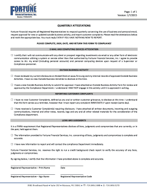 Fortune Financial Quarterly Attestations Form