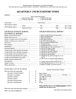Quarterly Church Report Form