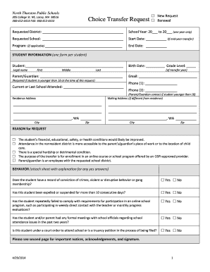 Washington State School Choice Transfer Request