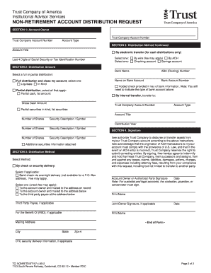 Non-Retirement Account Distribution Request