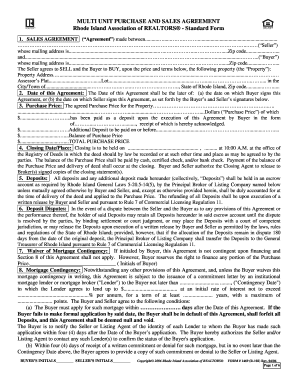Rhode Island Multi Unit Purchase and Sales Agreement