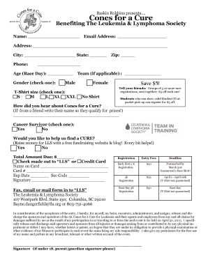 Cones for a Cure Registration Form