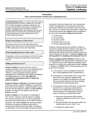 Form I-9 Employment Eligibility Verification