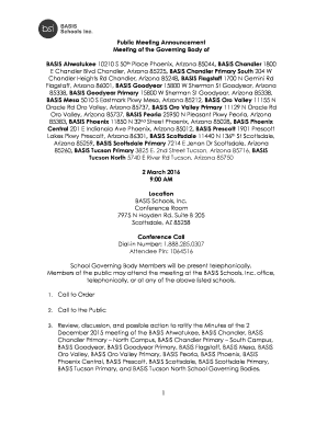 BASIS Schools Governing Body Meeting Announcement