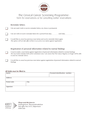 Cervical Cancer Screening Reservation Form