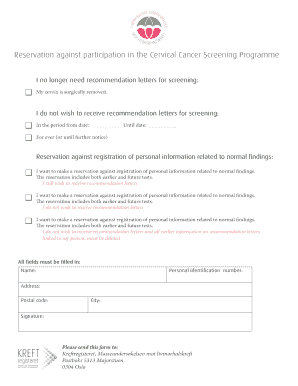Cervical Cancer Screening Opt-Out Form