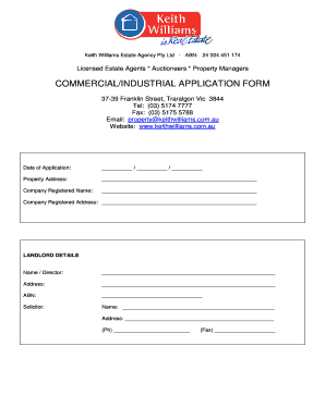 Commercial Industrial Tenancy Application Form