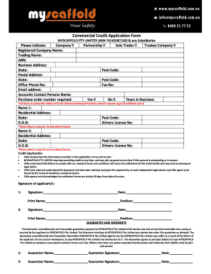 Commercial Credit Application Form