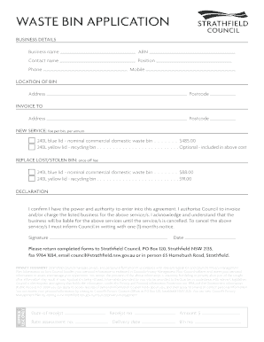 Waste Bin Application Form