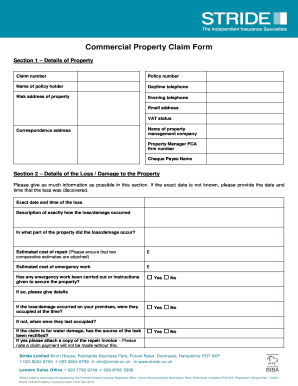 Commercial Property Insurance Claim Form