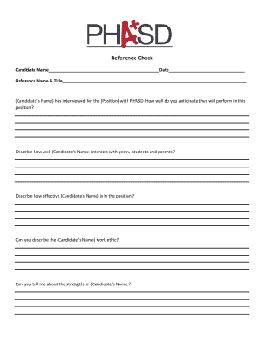 Reference Check Form