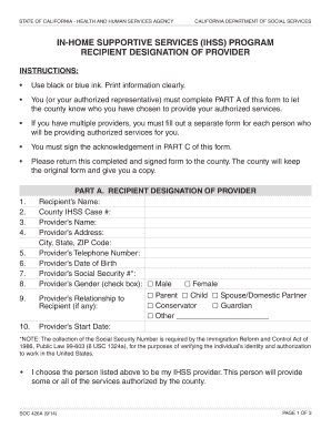 California IHSS Provider Designation Form
