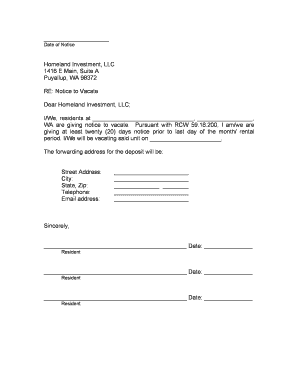 Washington Notice to Vacate