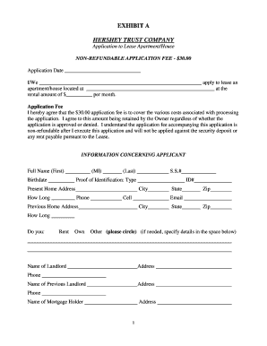 Hershey Trust Company Apartment Lease Application
