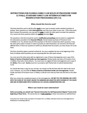 Florida Family Law Interrogatories for Modification Proceedings