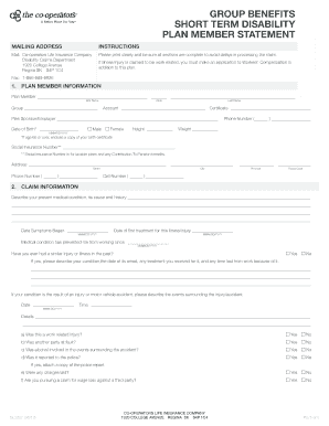 Short Term Disability Claim Application