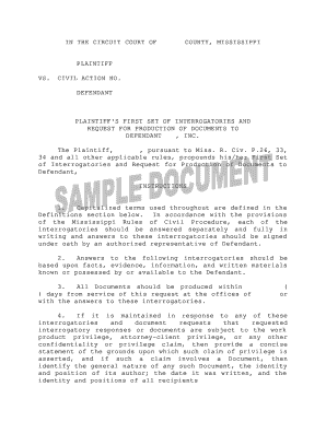 Plaintiff's First Set of Interrogatories and Request for Production of Documents