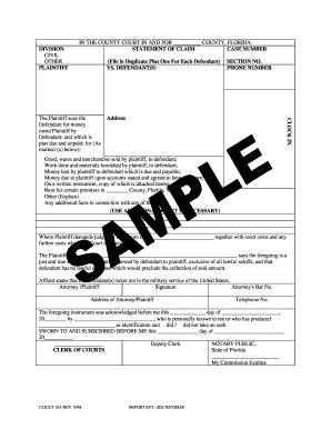Florida Civil Claim Statement