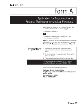 Medical Marihuana Authorization Application