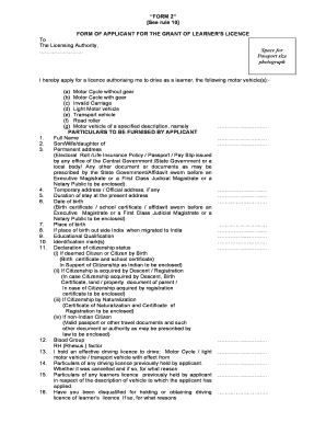 Learner's License Application Form