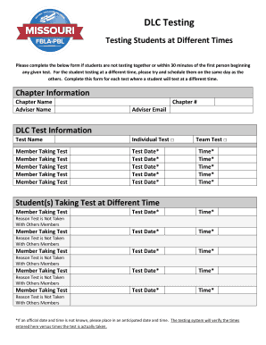 DLC Testing Schedule Form