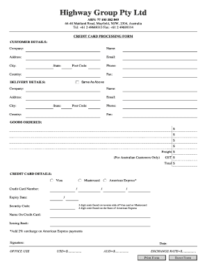 Credit Card Processing Form
