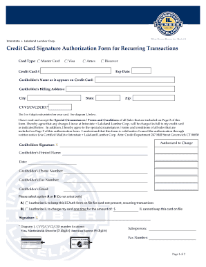 Credit Card Authorization Form