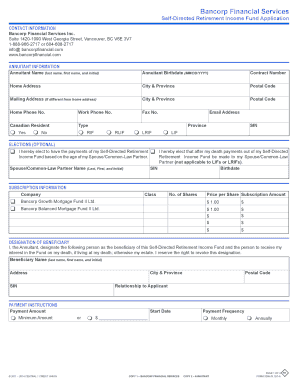 Self-Directed Retirement Income Fund Application