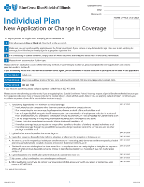 Blue Cross and Blue Shield of Illinois Individual Health Insurance Application