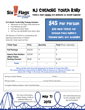 NJ Catholic Youth Rally Registration Form