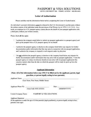 US Passport Application Authorization Letter