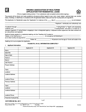 Virginia Residential Lease Application